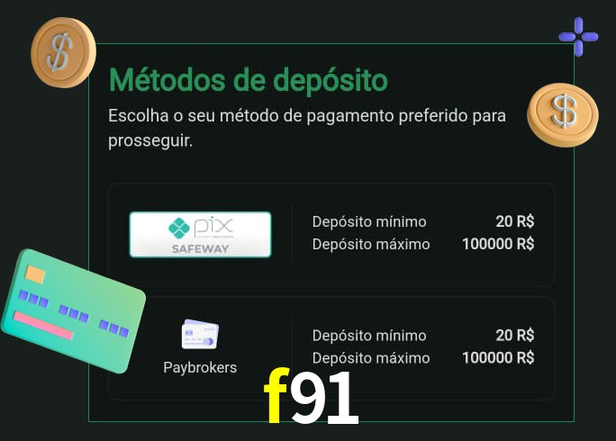 O cassino f91 oferece uma grande variedade de métodos de pagamento